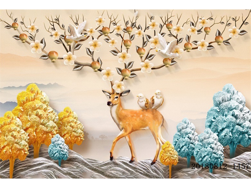 北欧麋鹿-大树小鹿